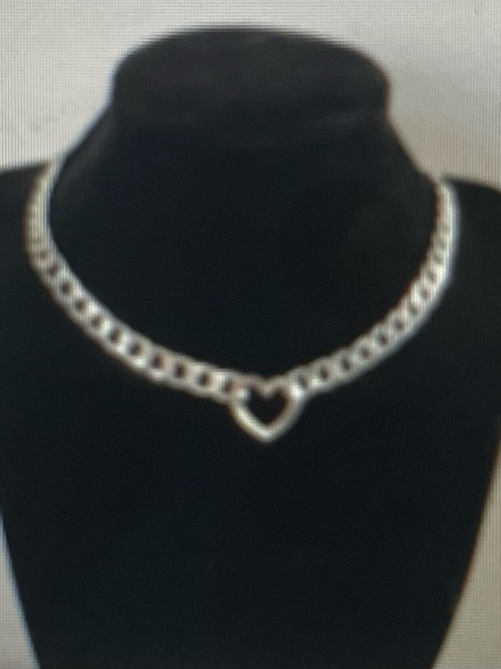 Stainless Steel Silver Cuban Chain Choker Heart Necklace